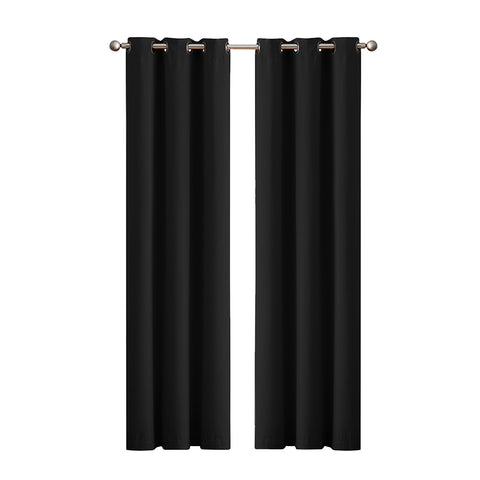 2x Blockout Curtains Panels 3 Layers- Black