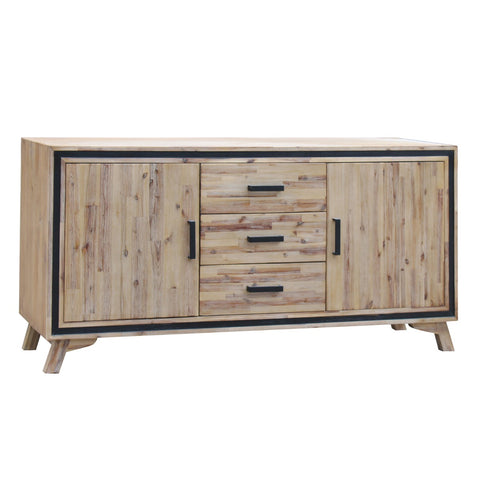 Stylish Silver Brush Buffet Sideboard with Acacia and Veneer Frame