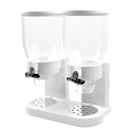 Double Cereal Dispenser Dry Food White