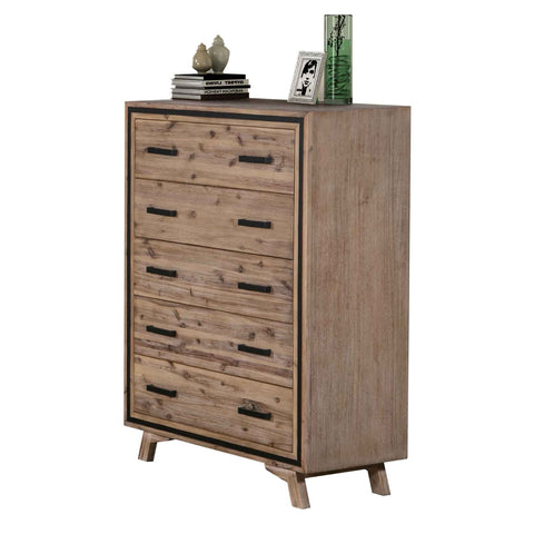 Silver Brush Tallboy With 5 Storage Drawers