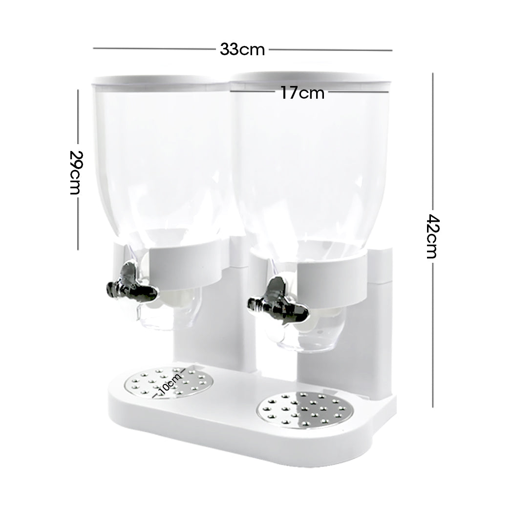 Double Cereal Dispenser Dry Food White