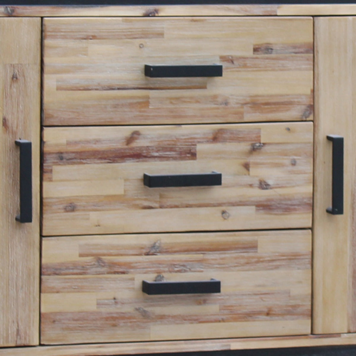 Stylish Silver Brush Buffet Sideboard with Acacia and Veneer Frame