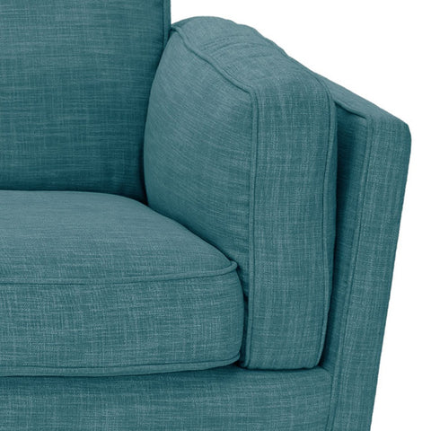 Teal Fabric 3-Seater Sofa With Wooden Frame