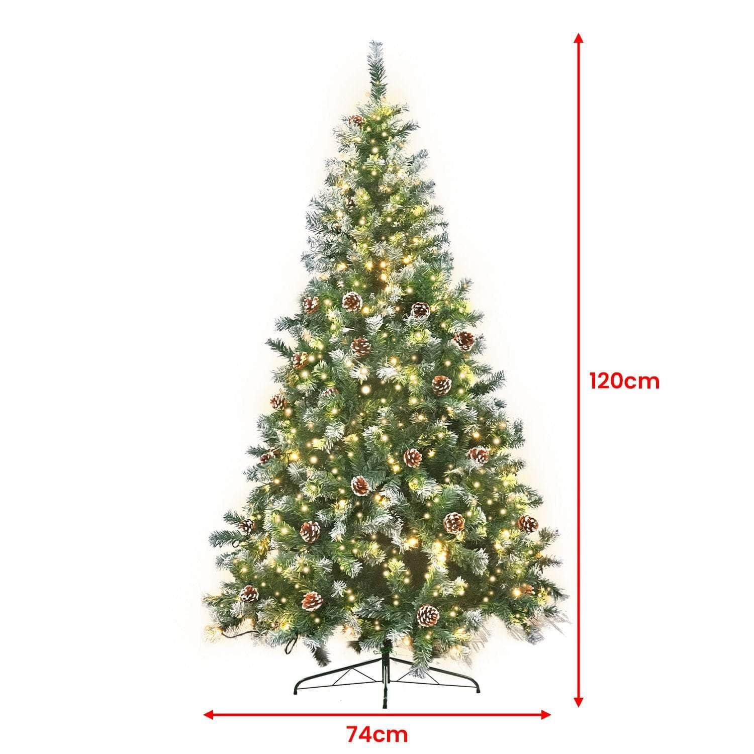 1.2m Pre Lit LED Christmas Tree with Pine Cones