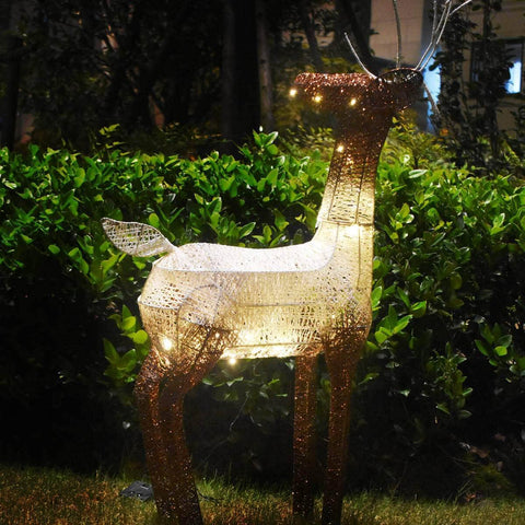 1.2m Reindeer Glitter Wire Solar LED Warm White Auto Sensor