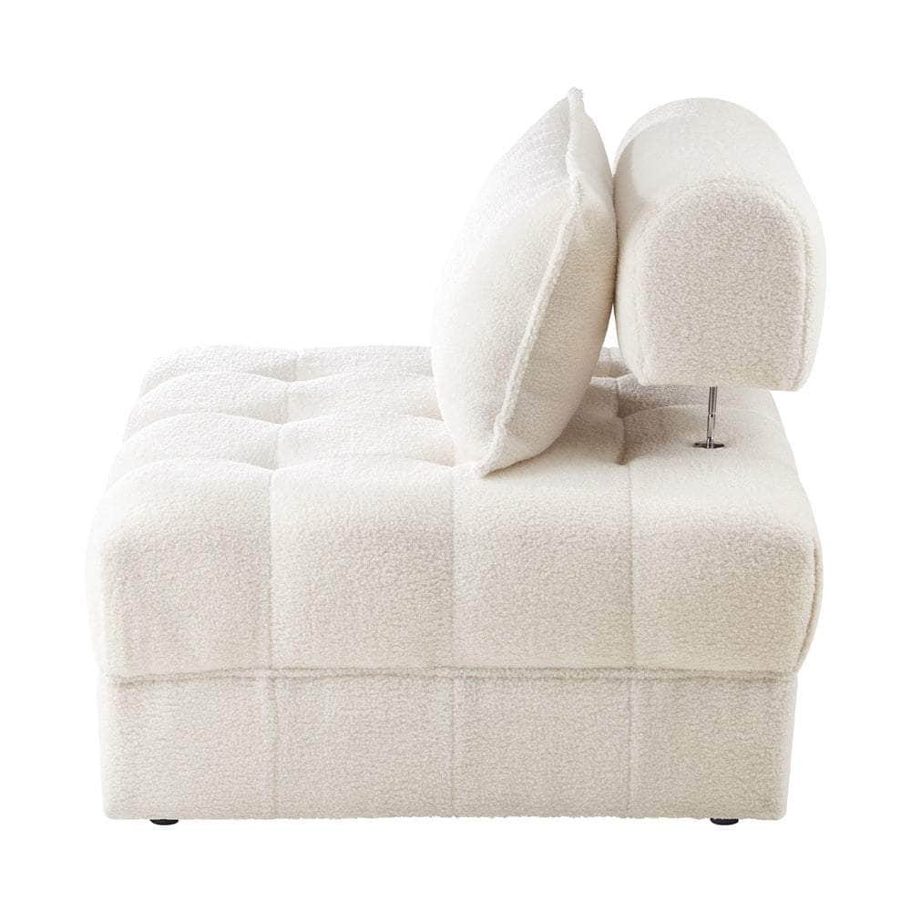 1-4 Seater Boucle Modular Sofa Lounge Chair Armless White