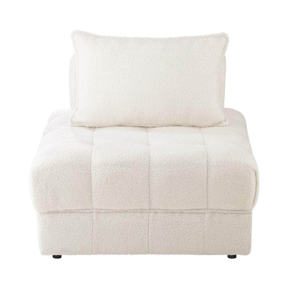 1-4 Seater Boucle Modular Sofa Lounge Chair Armless White