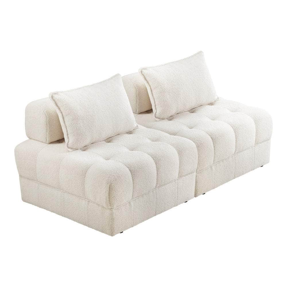 1-4 Seater Boucle Modular Sofa Lounge Chair Armless White