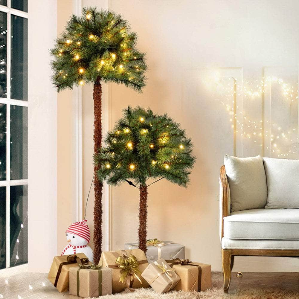 1.5m+1m LED Christmas Palm Trees - 2-in-1 Decoration