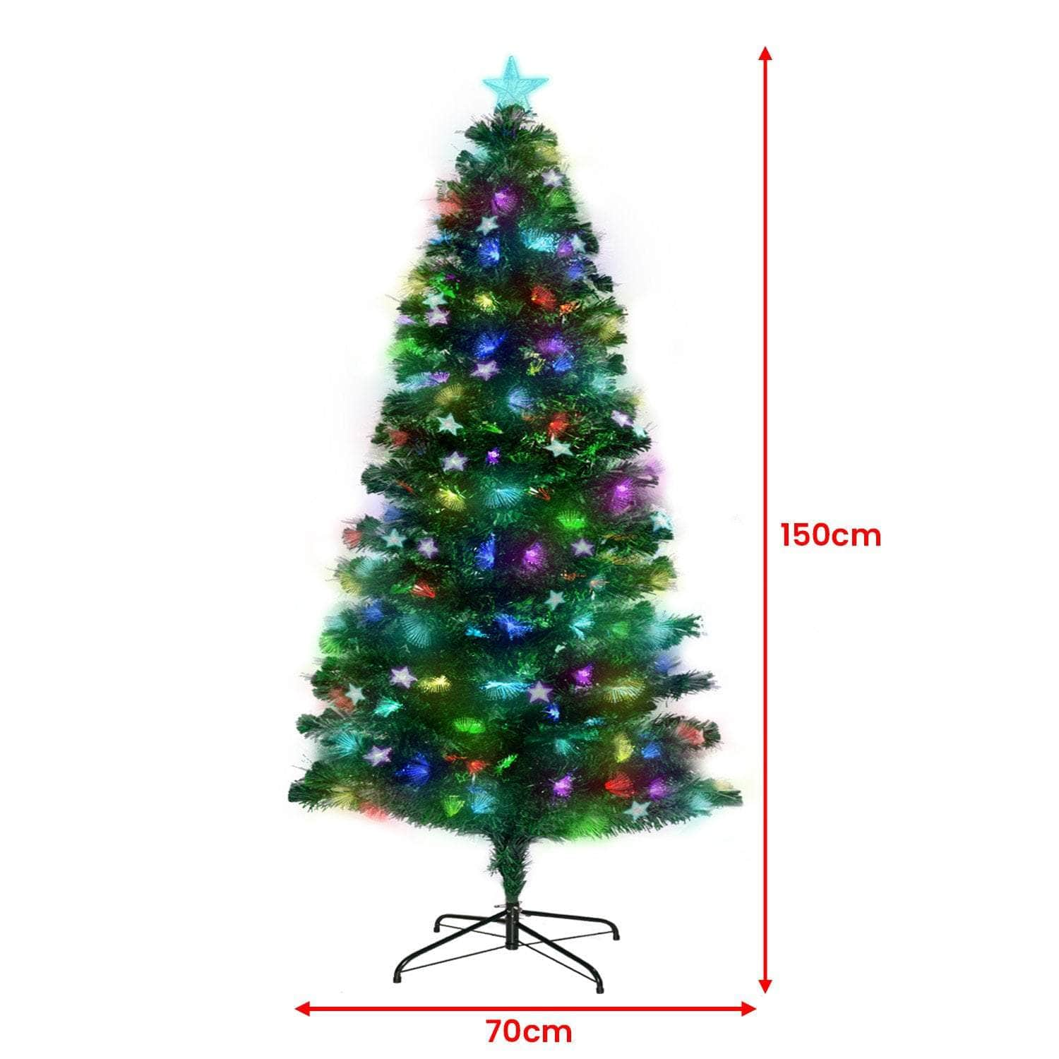 1.5m Enchanted Pre Lit Fibre Optic Christmas Tree Stars