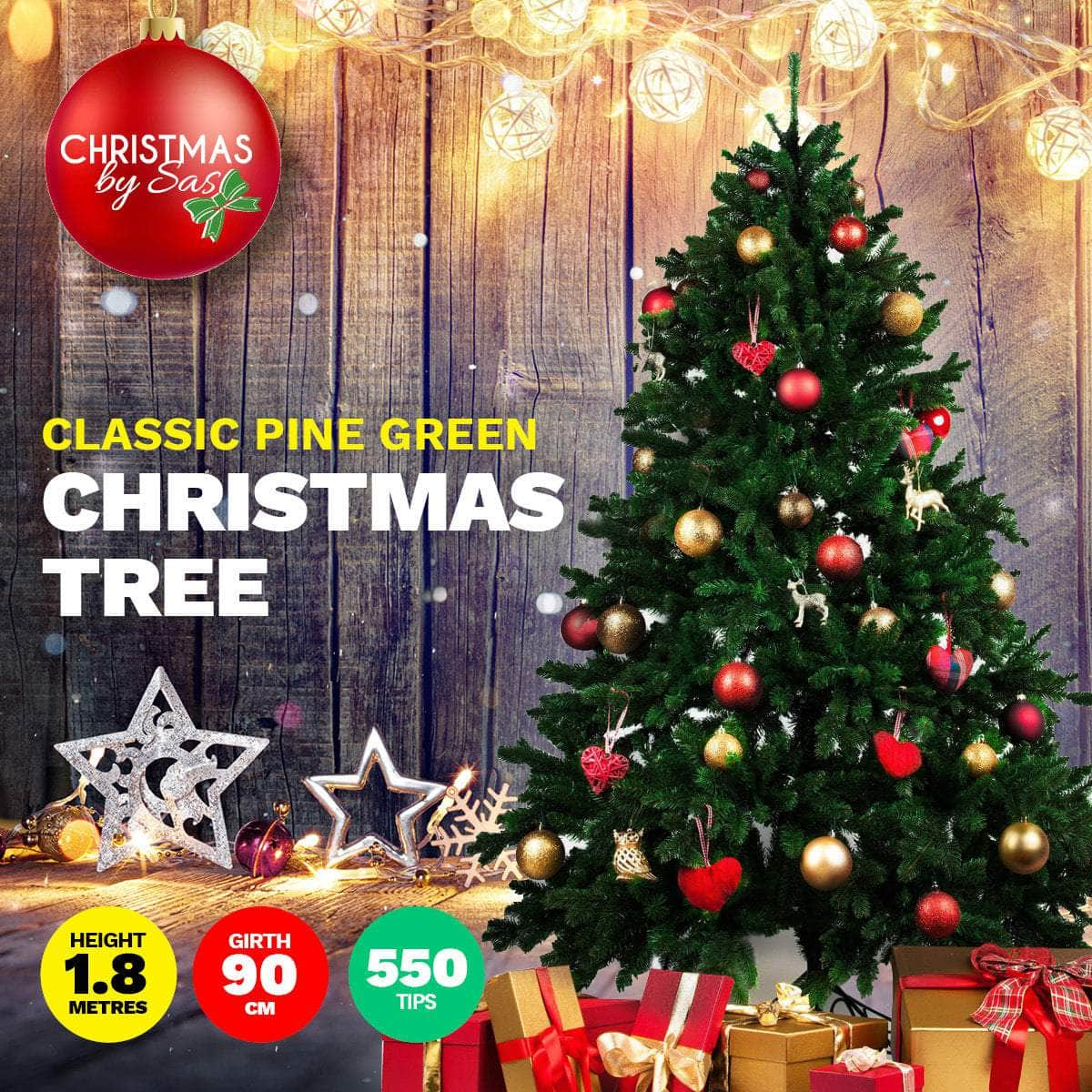 1.8m Pine Christmas Tree 550 Tips Full Figured Easy Assembly