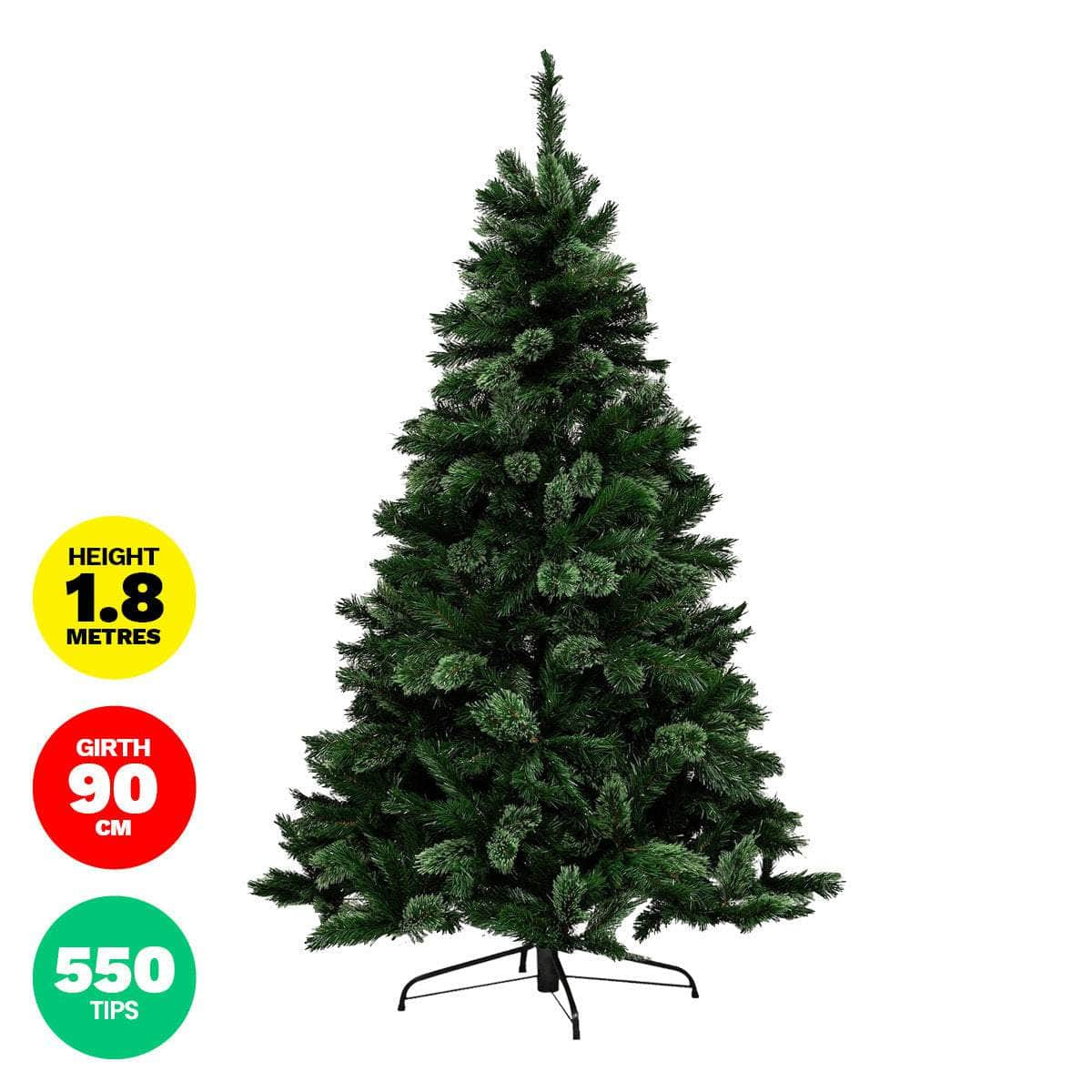 1.8m Pine Christmas Tree 550 Tips Full Figured Easy Assembly