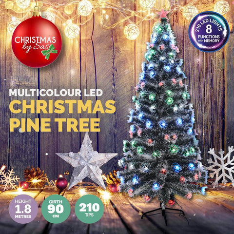 1.8m Pine Tree 210 Multi-Colour LED Lights With 8 Functions