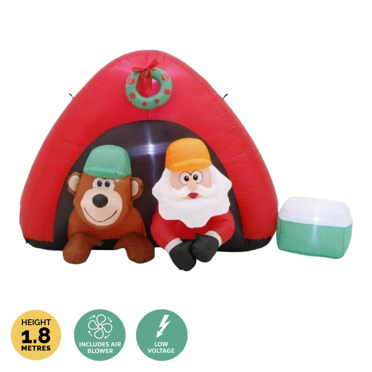 1.8m Santa & Bear Camping Built-In Blower LED Lighting