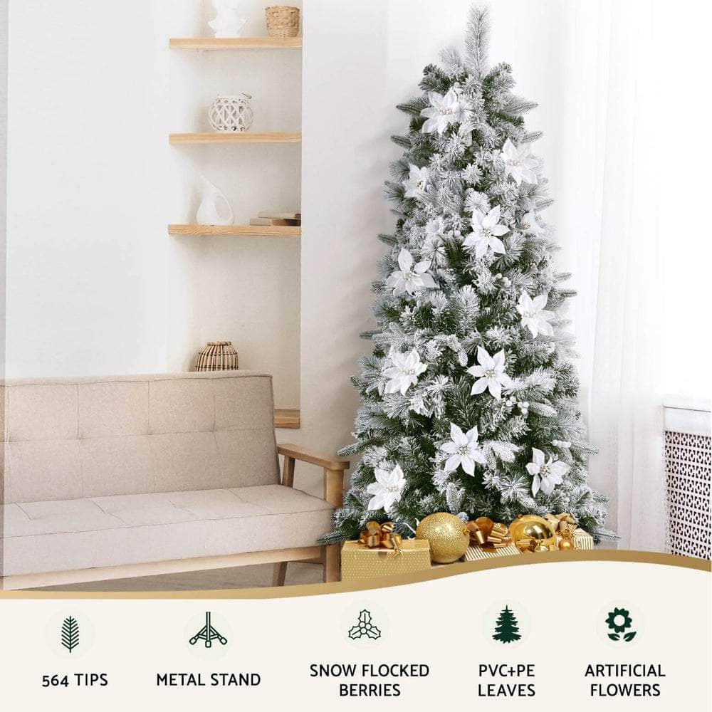 1.8m Snow Flocked Christmas Tree - 564 Tips Decoration