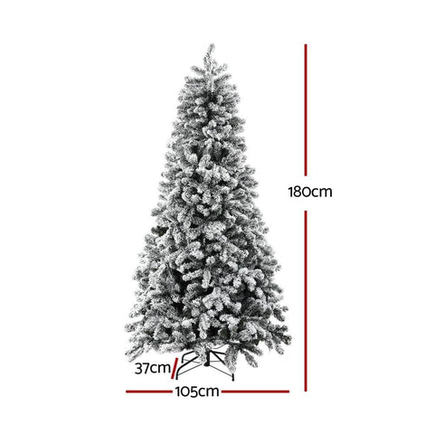 Christmas Tree 1.8m Snow Flocked LED Xmas Decoration 8 Light Modes