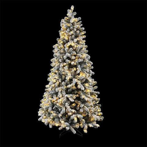 1.8m Snow Flocked LED Christmas Tree - 8 Light Modes