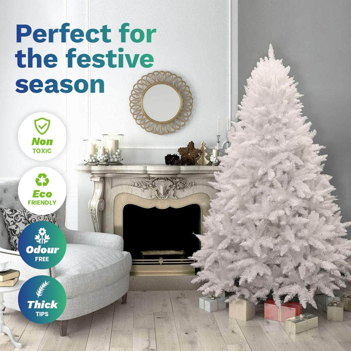 1.8m White Pine Christmas Tree 550 Tips Full Figured Easy Assembly