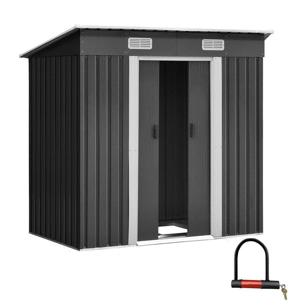 1.94X1.21M Garden Shed With Metal Base And Sliding Door