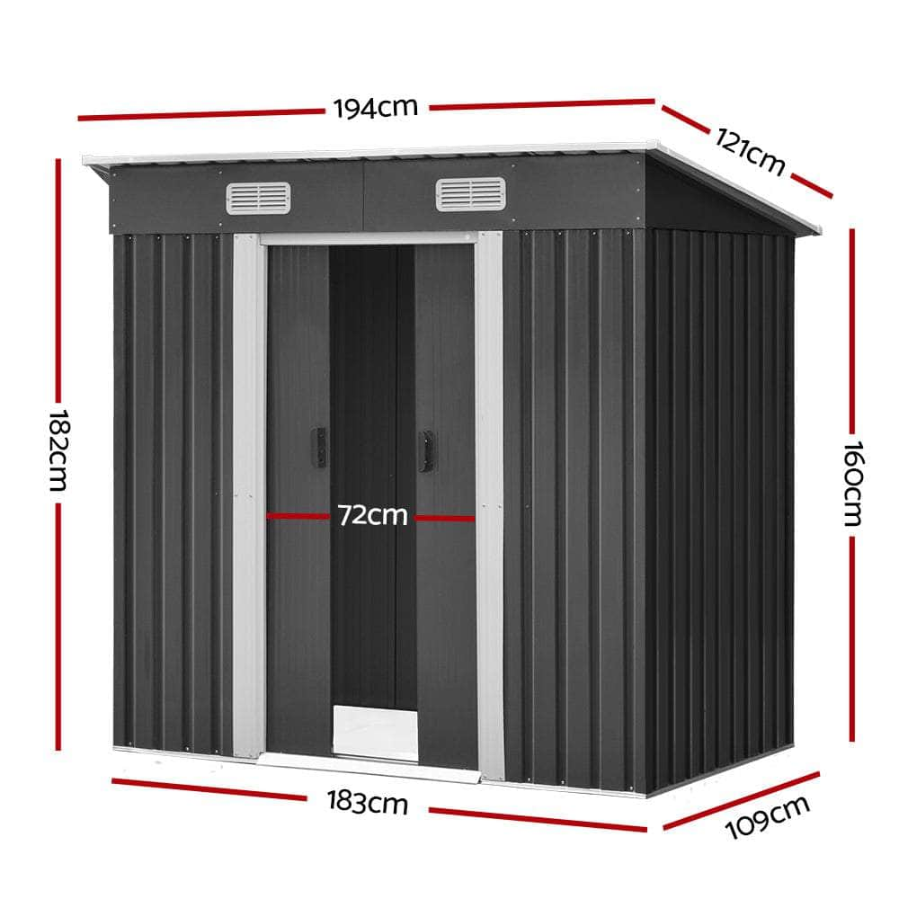 1.94X1.21M Outdoor Garden Shed With Sliding Door