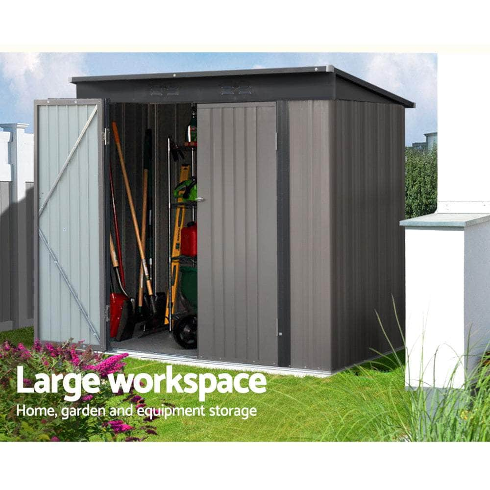 1.95X1.31M Steel Garden Shed With Double Door