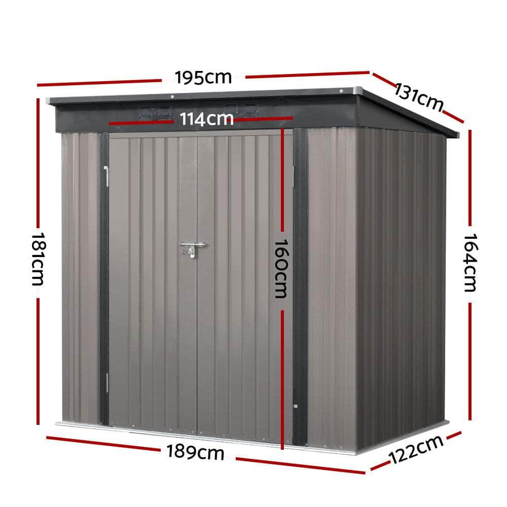 1.95X1.31M Steel Garden Shed With Double Door