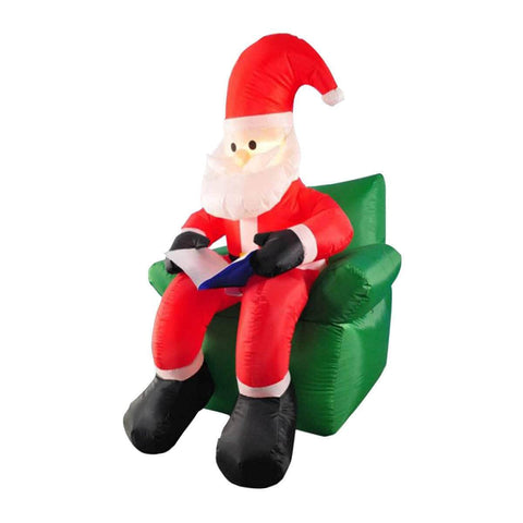 1.9m Santa & His Reading Chair Self Inflating LED Lighting