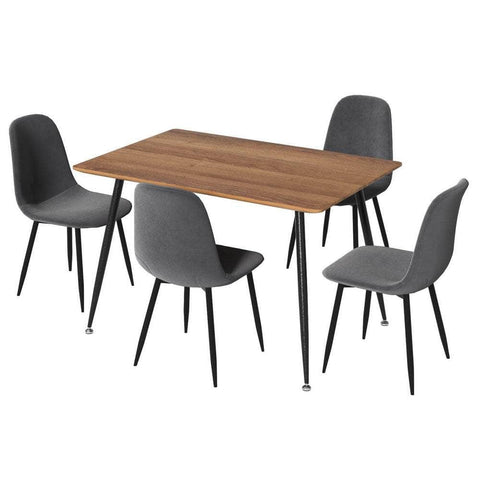 1 Dining Table and 4 Chairs Set Grey Metal