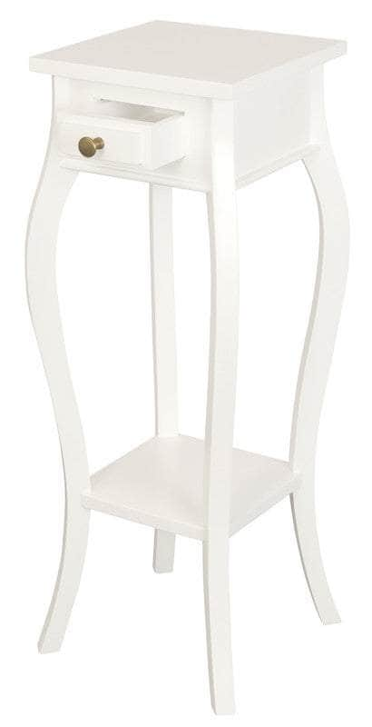 1 Drawer Cabriol Leg Plant Stand (White)