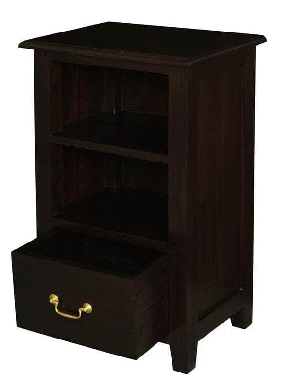 1 Drawer Solid Mahogany Timber Lamp Table (Chocolate)