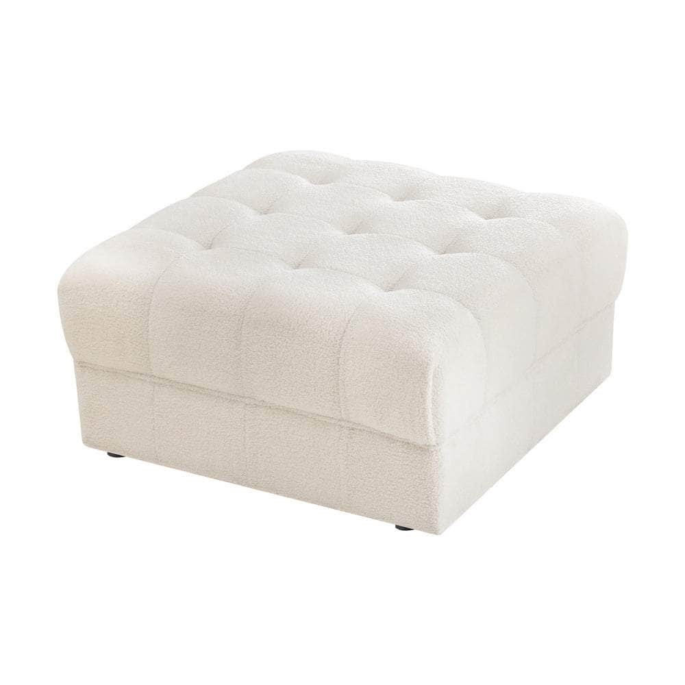 1 Seater Boucle Modular Ottoman Lounge Chair Armless White