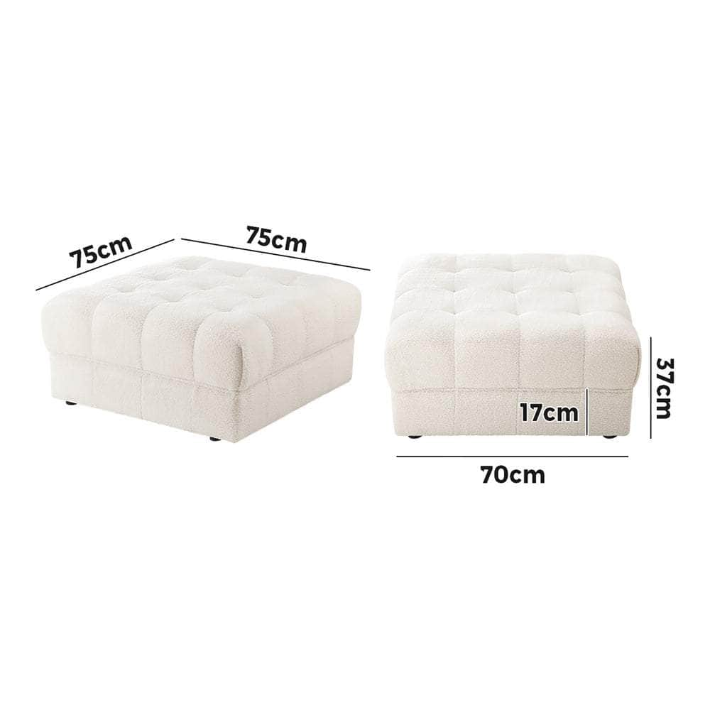 1 Seater Boucle Modular Ottoman Lounge Chair Armless White