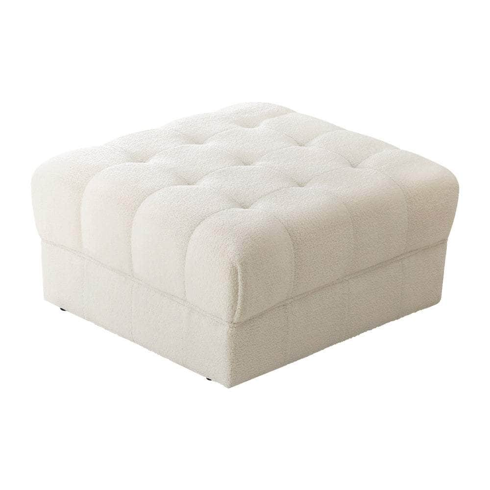 1 Seater Boucle Modular Ottoman Lounge Chair Armless White