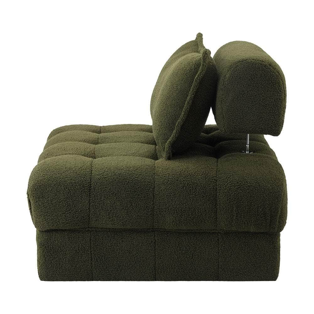 1 Seater Boucle Modular Sofa Armless TOFU Back Green