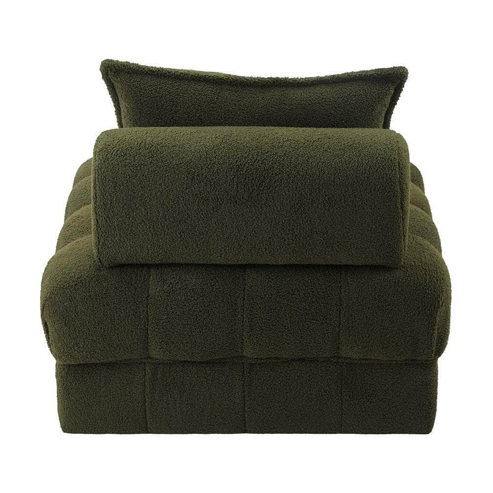 1 Seater Boucle Modular Sofa Armless TOFU Back Green