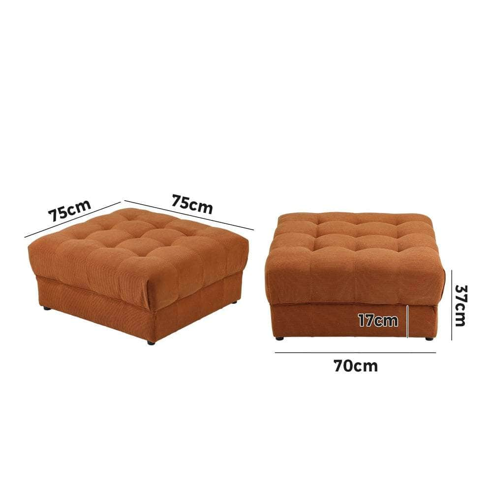 1 Seater Velvet Modular Ottoman Armless TOFU Brown