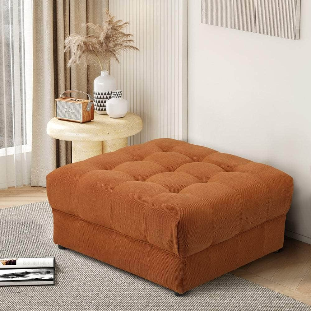 1 Seater Velvet Modular Ottoman Armless TOFU Brown