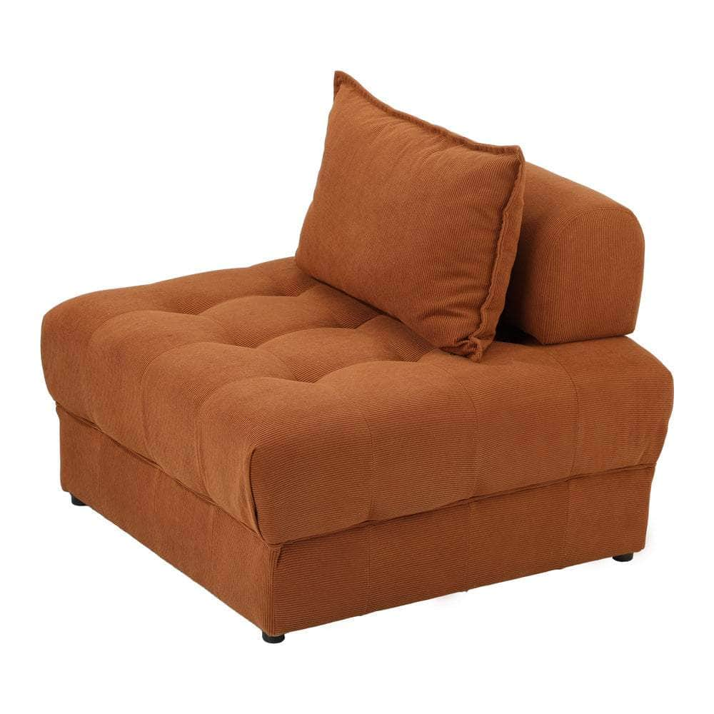 1 Seater Velvet Modular Sofa Lounge Chair with Backrest Brown