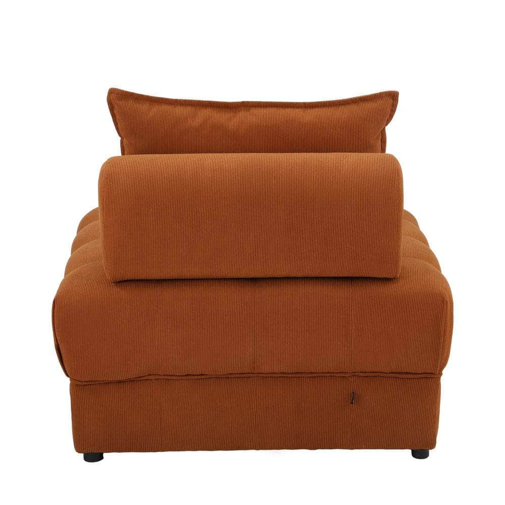 1 Seater Velvet Modular Sofa Lounge Chair with Backrest Brown