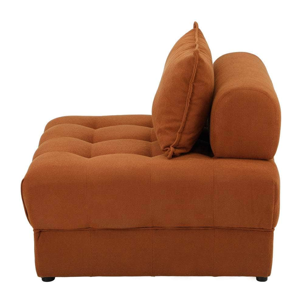 1 Seater Velvet Modular Sofa Lounge Chair with Backrest Brown