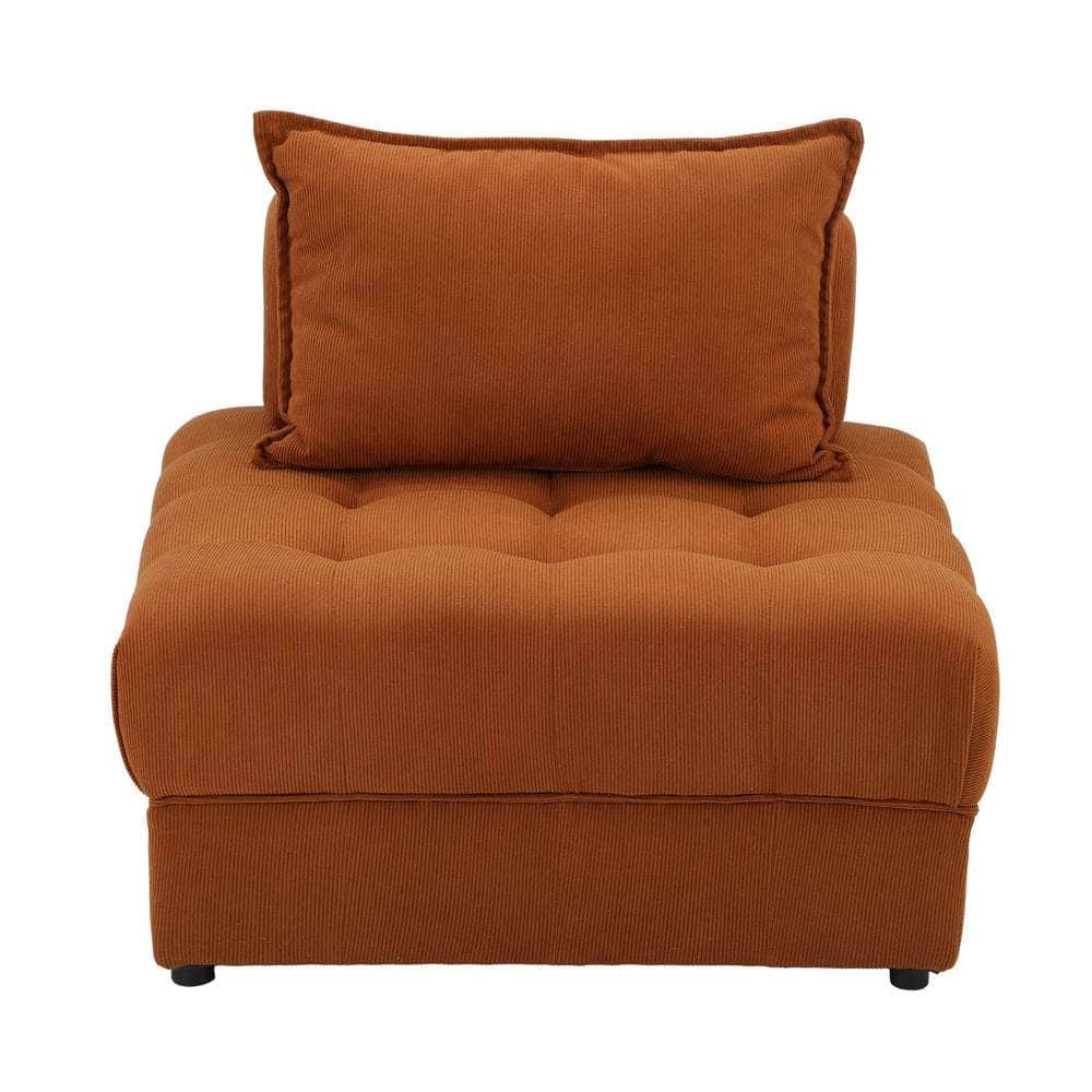 1 Seater Velvet Modular Sofa Lounge Chair with Backrest Brown