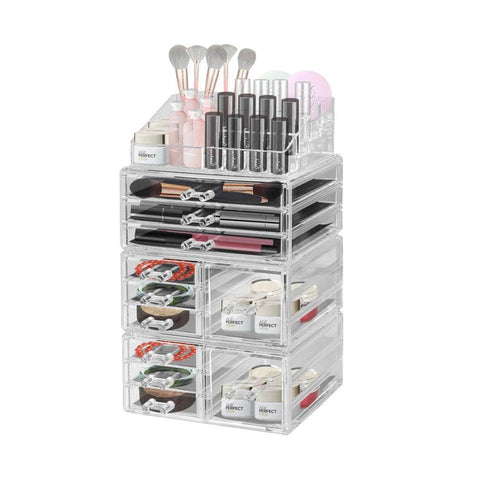 10 Drawers Clear Acrylic Cosmetic Makeup Organizer Jewellery Box