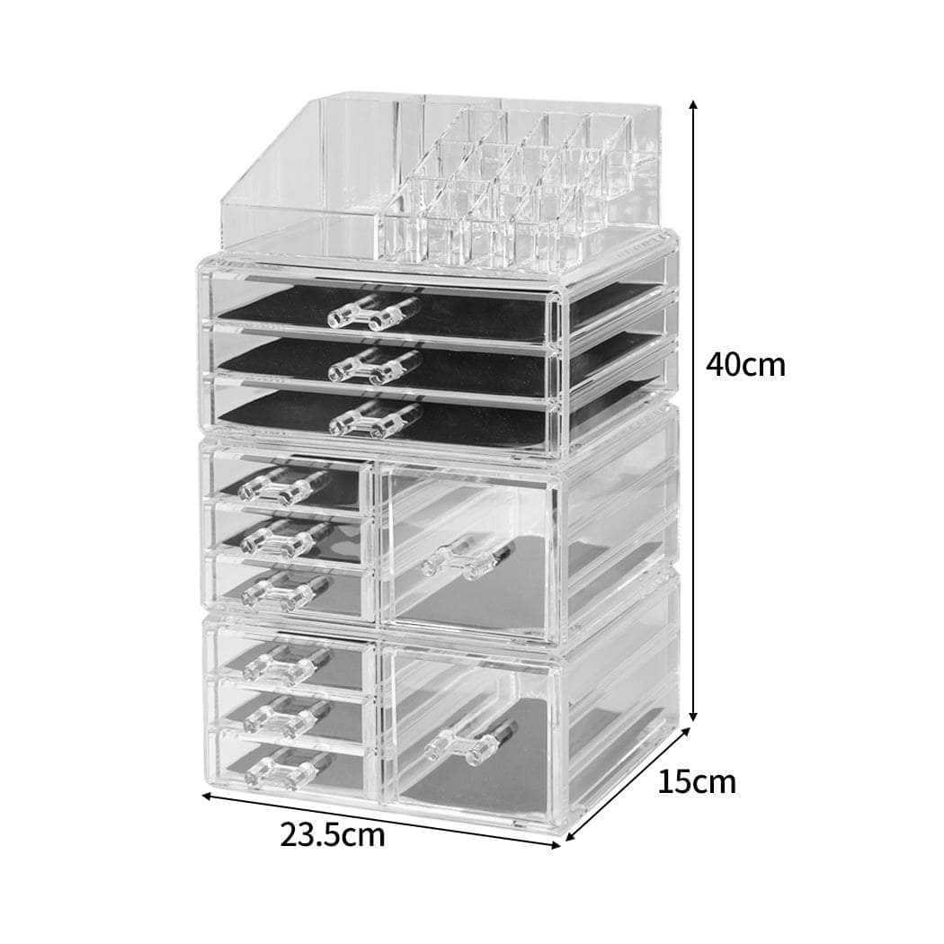 10 Drawers Clear Acrylic Cosmetic Makeup Organizer Jewellery Box