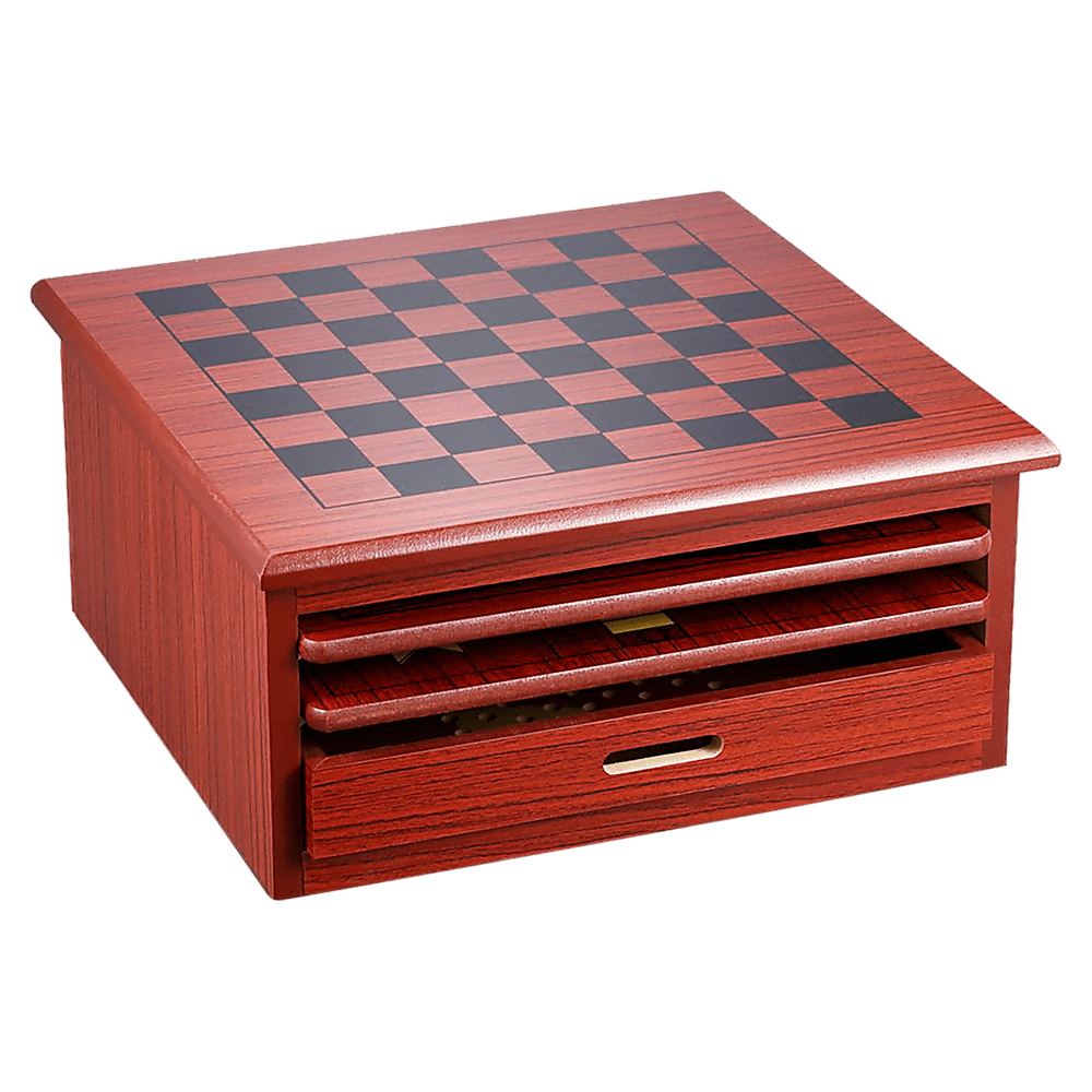 10 In 1 Wooden Chess Board Games Slide Out Checkers House Unit Set