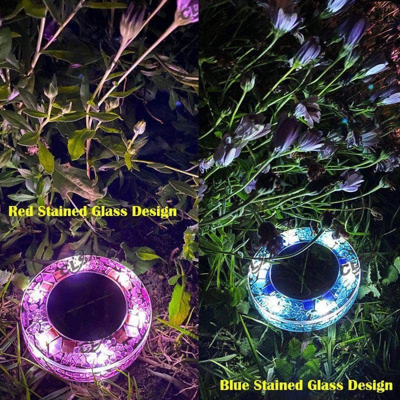 10 Pack Solar LED Stained Glass Inground Lights