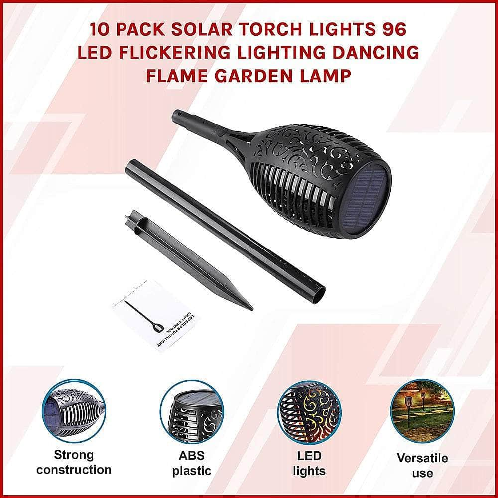 10-Pack Solar Torch Lights With 96 Led Flickering Flame