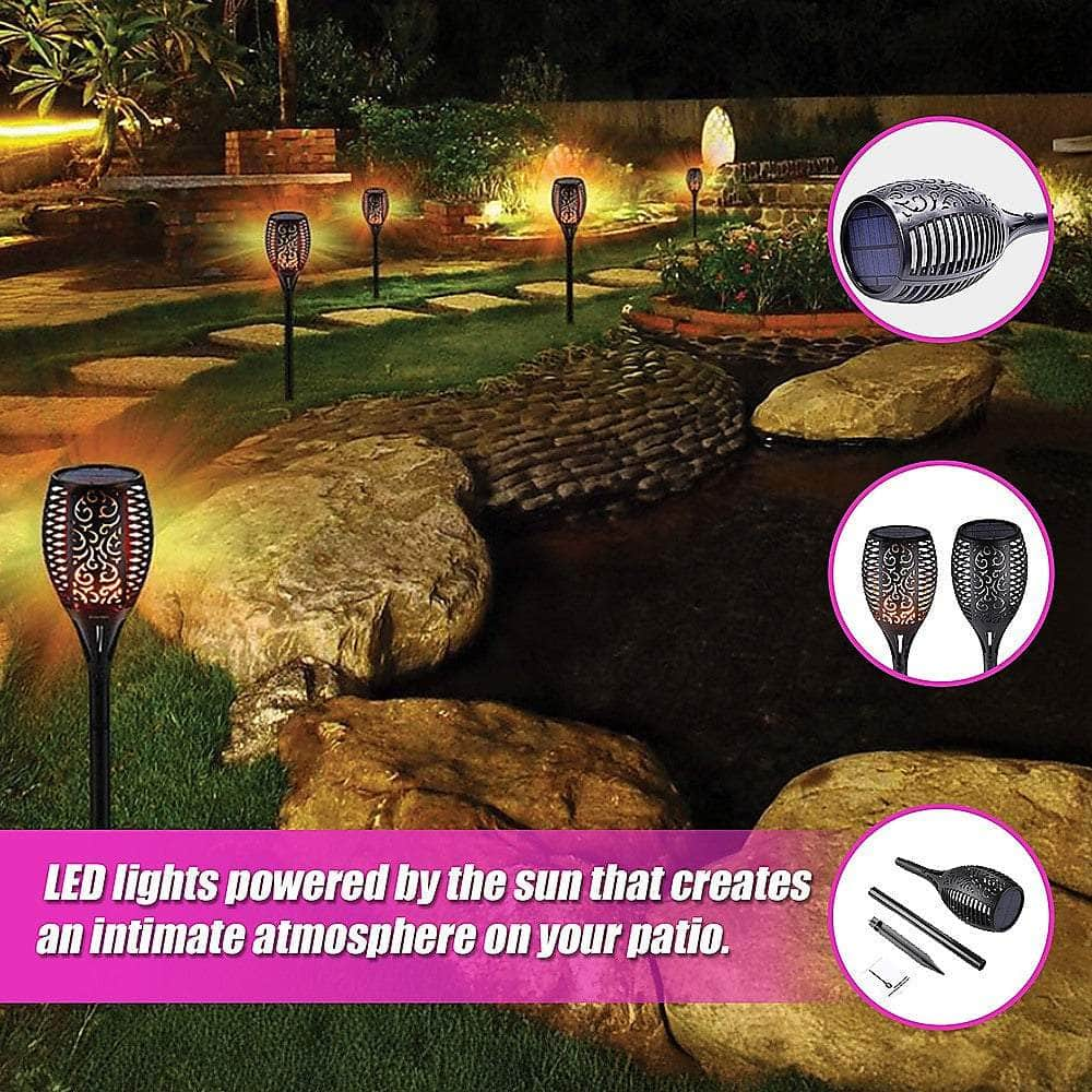 10-Pack Solar Torch Lights With 96 Led Flickering Flame