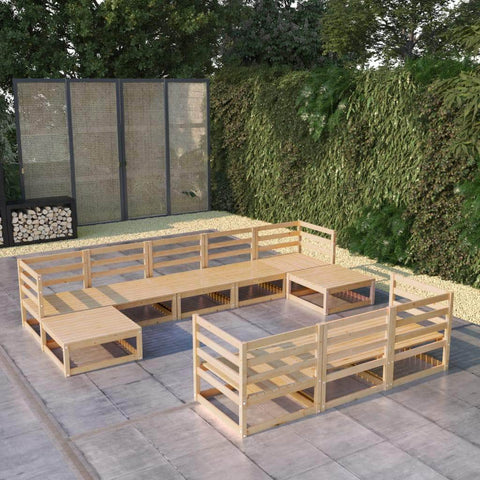 10 Piece Garden Lounge Set Solid Pinewood