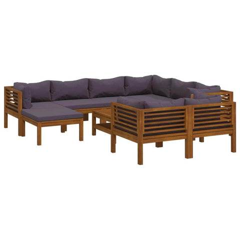 10 Piece Garden Lounge Set with Cushion Solid Acacia Wood