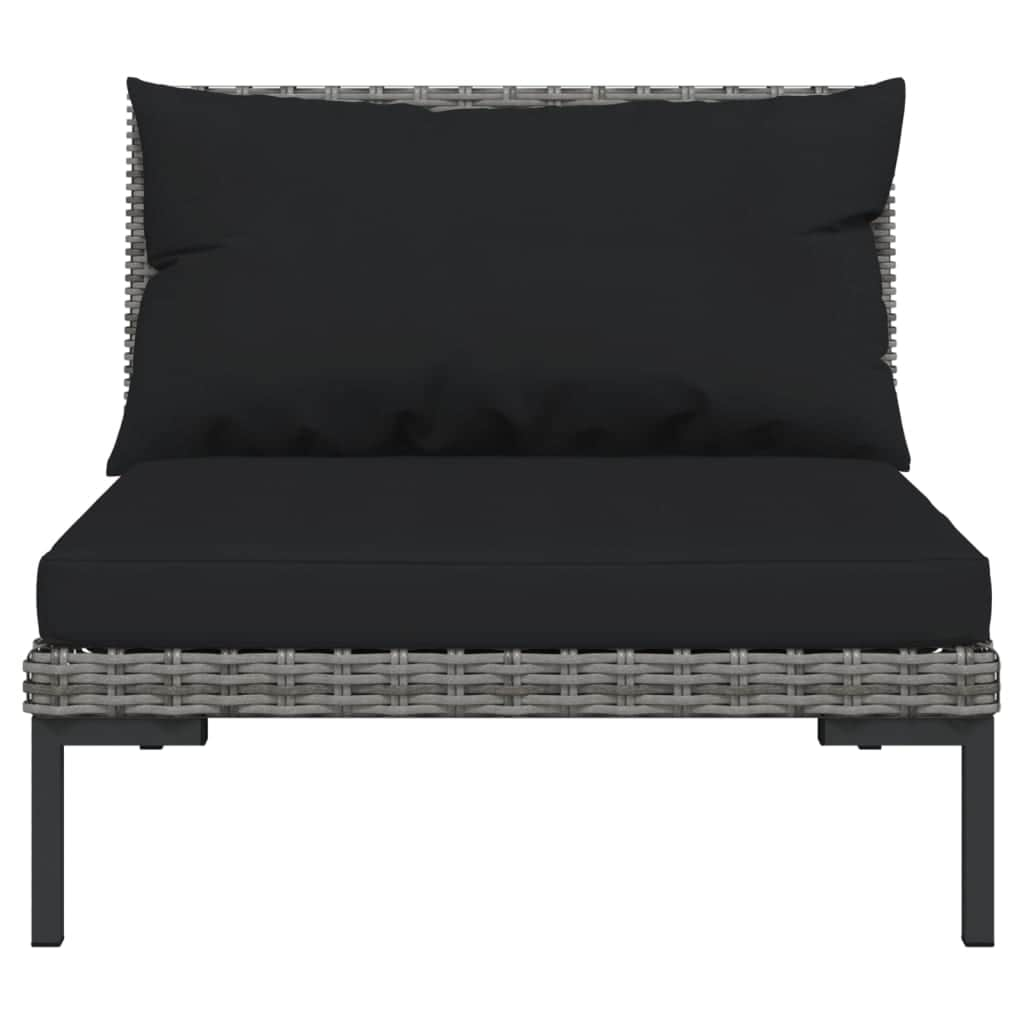 10 Piece Garden Lounge Set with Cushions Dark Grey Poly Rattan